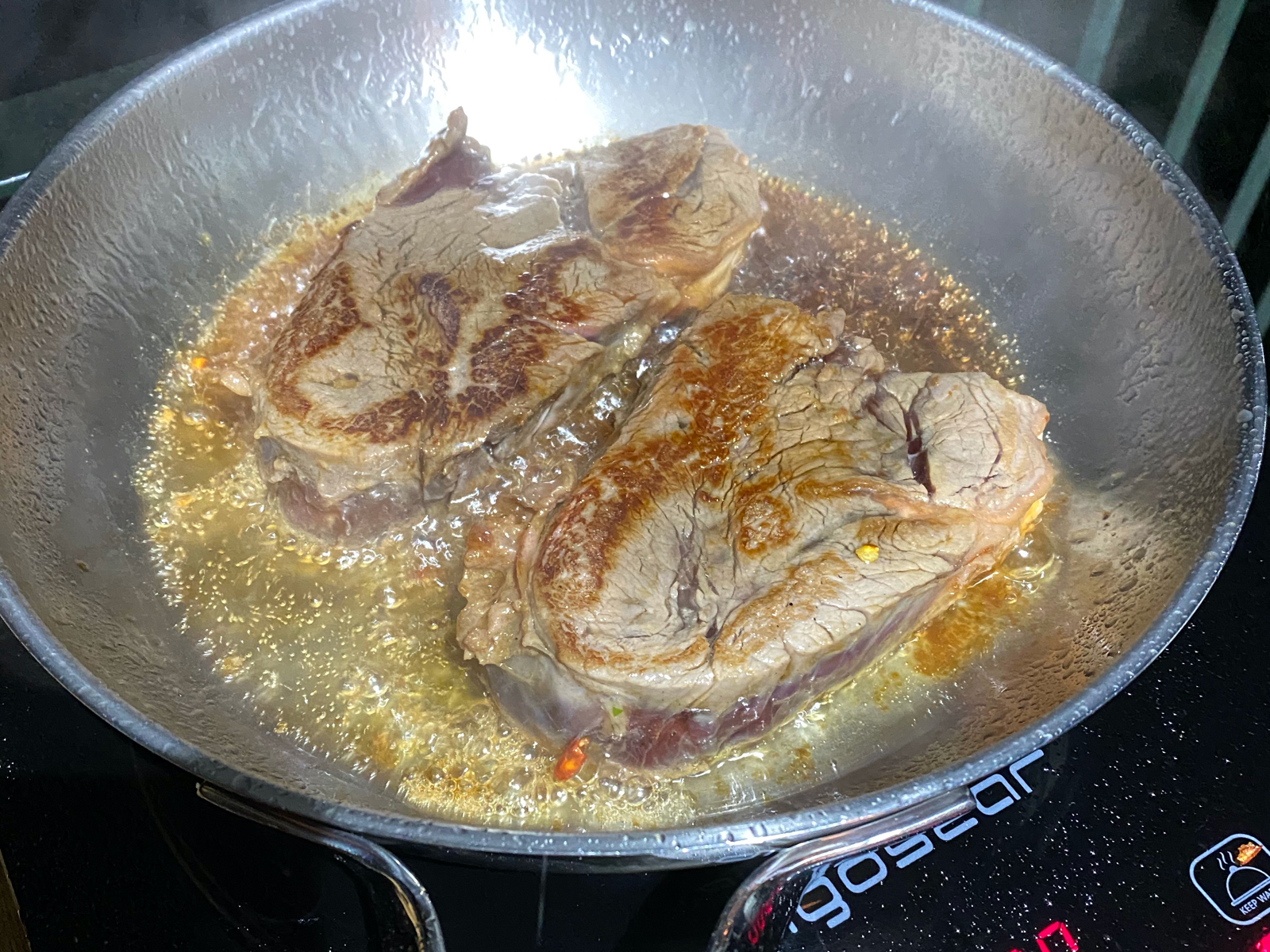 cottura del filetto per la padellata di carciofi